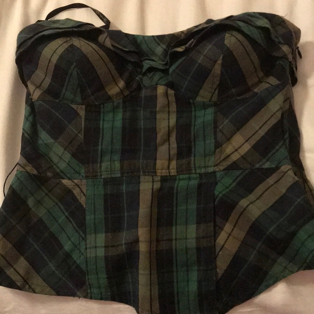 Jessica Simpson plaid strapless top
